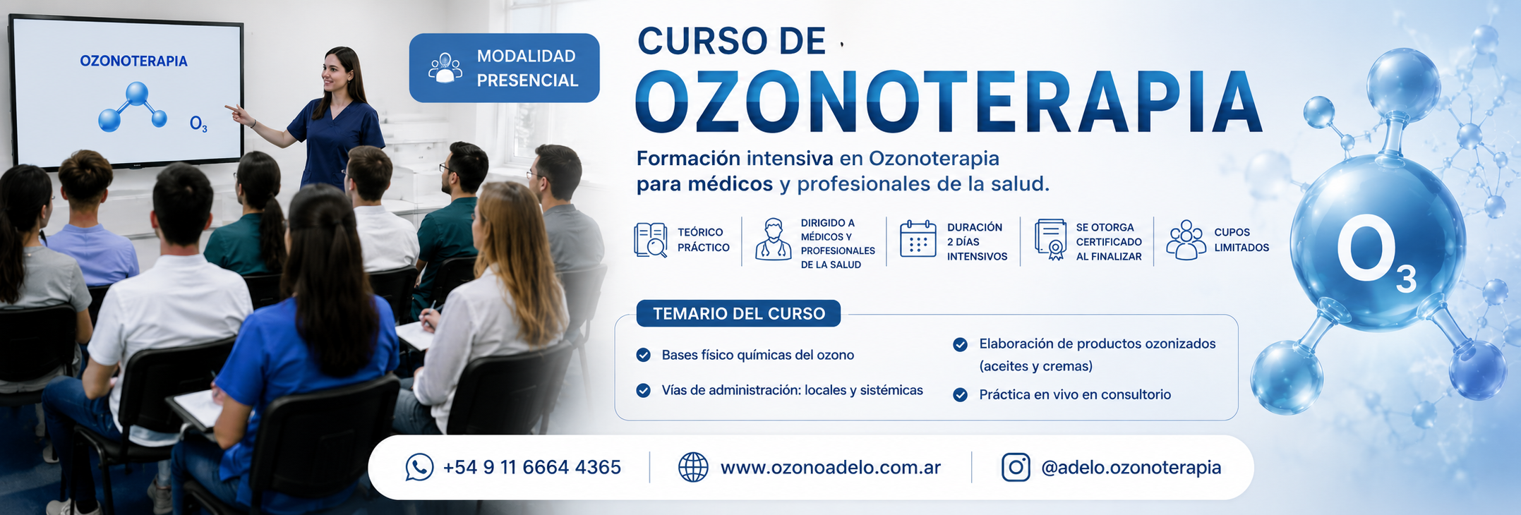 Curso de ozonoterapia.Curso para médicos enfermeros y profesionales de la salud.PRP ozonizado.Medicina estética y ozonoterapia